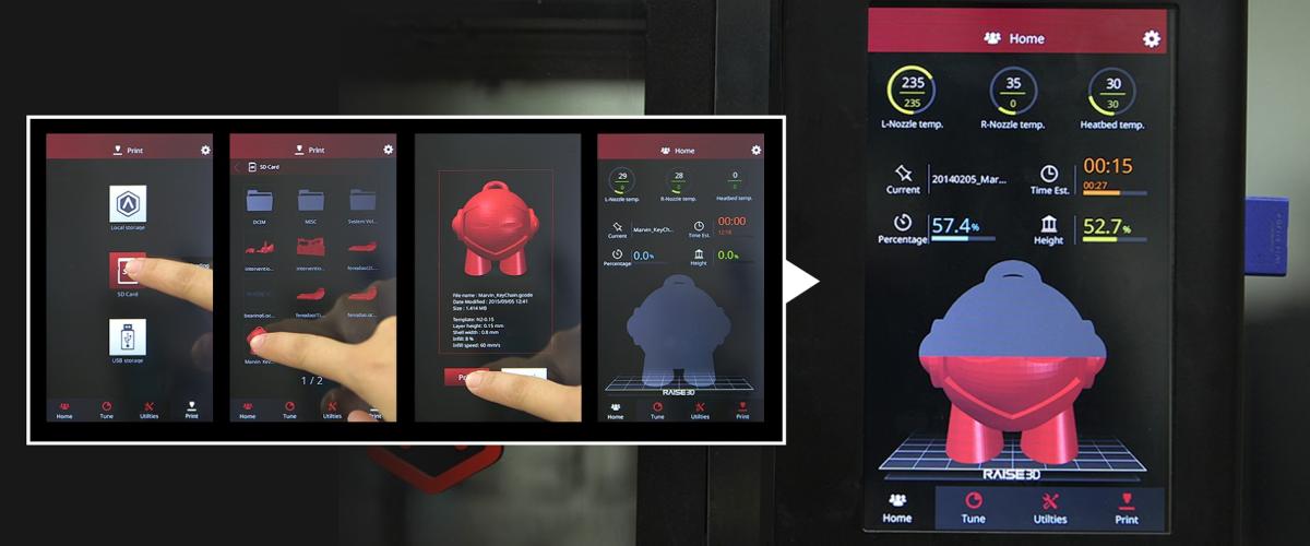 Raise3D N2 Plus Steuerung Touchscreen